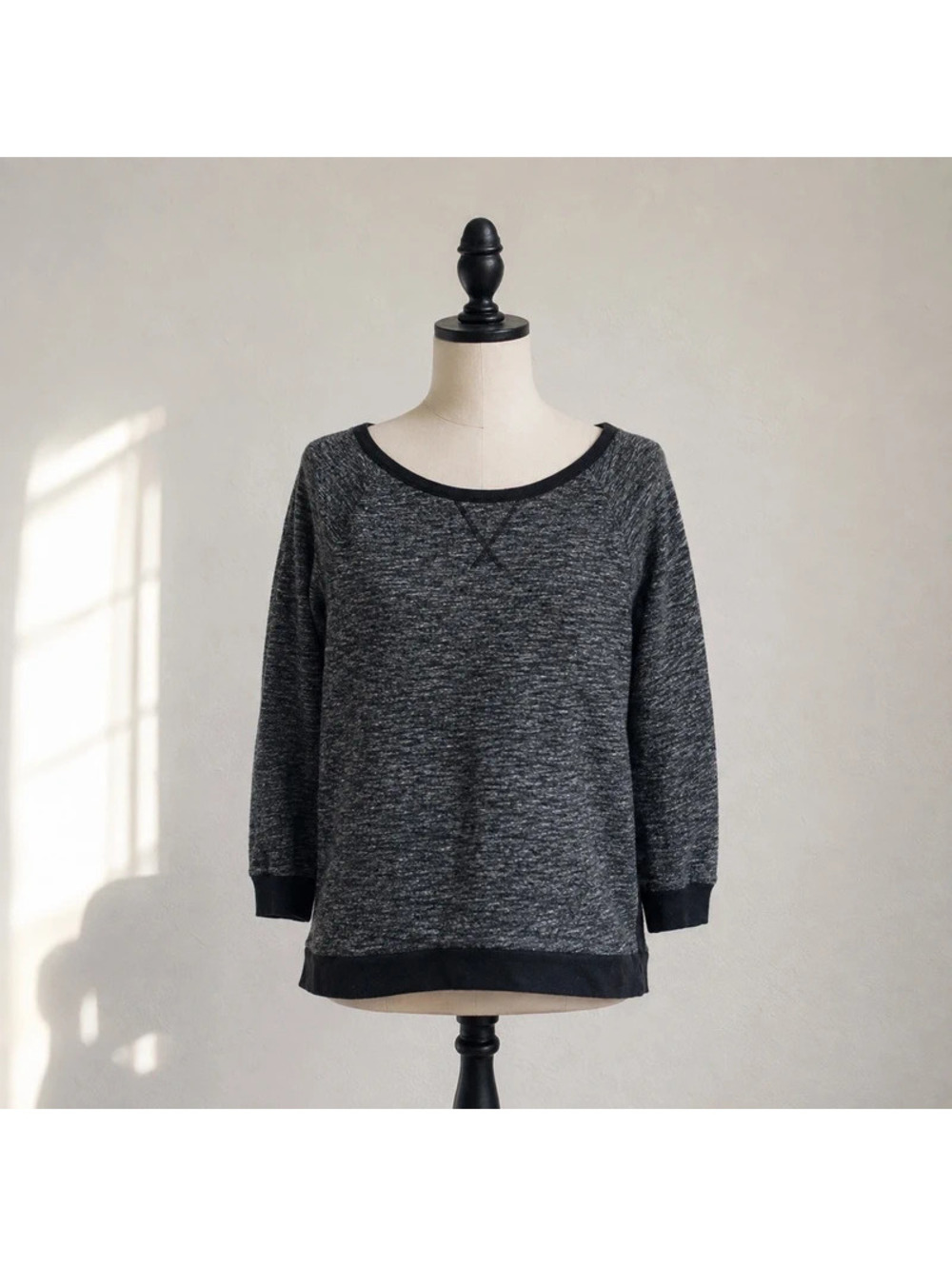 Express Small Dark Gray Marled Lace Back Sweatshirt Pullover Black